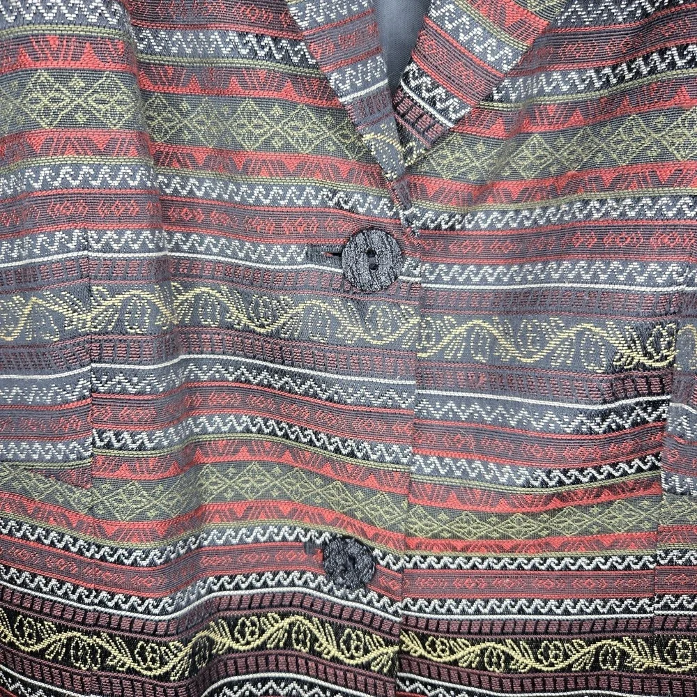 Clio 2 Suit Woman Vintage Long Blazer Woven Geometric Print Red Women's 18W 80's